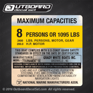 Grady White Tournament 19 Boat Capacity Decal