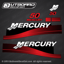 1999 2000 2001 2002 2003 2004 2005 2006 MERCURY Outboards 50 hp 2-Stroke decal set Red ELECTRIC (Outboards)