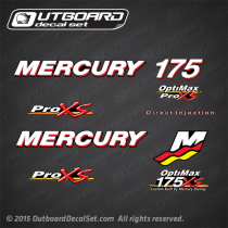 Mercury Racing 175 hp Optimax Pro Xs decal set
