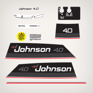 1986 Johnson 4.0 hp decal set 0396320, 0396321 - 0282974, 0282975