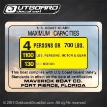 Maverick Boat Co. Capacity decal