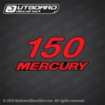 Mercury 150 hp rear side decal (Black-Red) 37-859263-30 