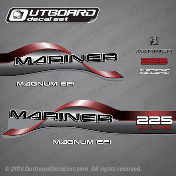 1996 1997 1998 Mariner 225 HP MAGNUM EFI 3.0 LITRE EFI 809709A97 Decal set Red, 809709A97, 37-830172-6, 37-830164-2, 83017221925690C