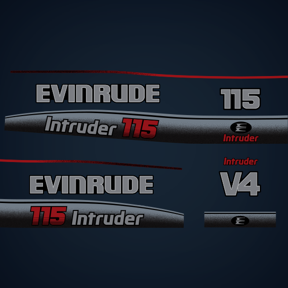 1995-1997 Evinrude 115 hp Intruder V4 decal set  0284846, 0284846, 0284681, 0284682, 0284847, 0284860, 0284861, 0284862