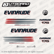 2006 Evinrude 175 hp Direct Injection decal set White models. 0352504, 0215288, 0215291, 0215292, 0215554, 0215296, 0215279, 0351222, 0351237