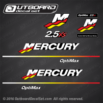 2005 Mercury Racing 2.5 XS Optimax decal set 843183A02, 881288T20