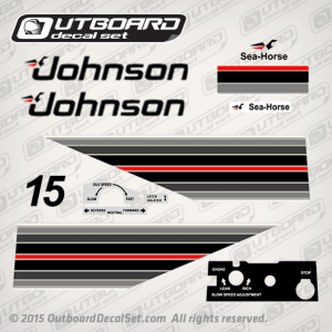1982 Johnson 15 hp decal set 0392366, 0392367, 0392371, 0391842, 0391843
