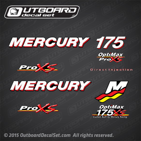 Mercury Racing 175 hp Optimax Pro Xs decal set