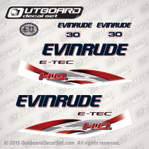 2011-2013 Evinrude 30 H.O. ETEC decal set White covers 0215558, 0215816, 0215817, 0215987, 0215988