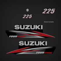 2010-2016 Suzuki 225 Hp Fourstroke EFI Decal Set Graphite models 61443-93J31, 61443-93J32, 61453-93J31, 61453-93J32, 61422-93J61, 61422-93J62, 61435-93J41, 61435-93J42, 61446-87L12, 68111-96J00